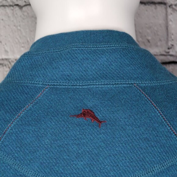 Tommy Bahama Mens XL Blue Red Reversible Flipside 1/4 Zip Pullover Sweater - Picture 9 of 13